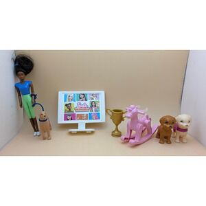 Barbie Dreamhouse Adventures Nikki Doll Puppies Rocking Horse Trophy TV Set